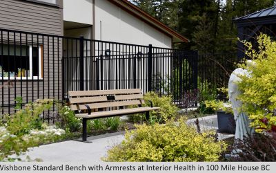 Wishbone Standard Memorial Bench with Armrests at Interior Health in 100 Mile House BC (1)